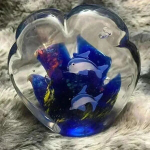 Art Glass Paperweight Fish  Aquarium
Multi-Color Coral Reef